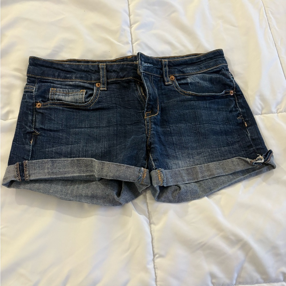 Aeropostale Dark Blue Denim Cuffed Women's Shorts